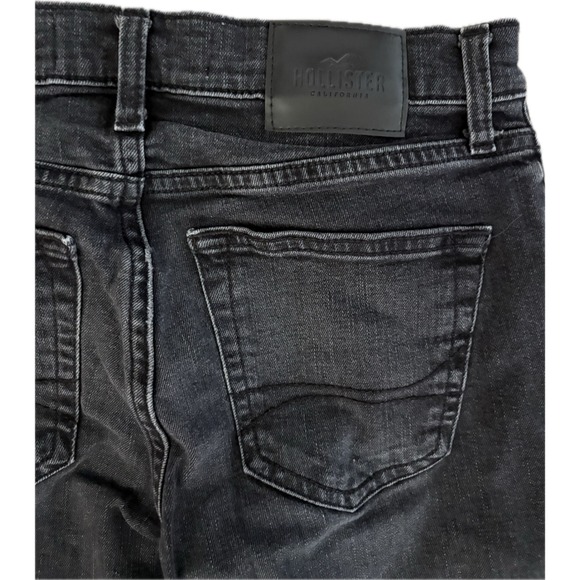 Hollister Slim Straight Epic Flex Distressed Ripped Black Wash Jeans 29/30 - Picture 6 of 10
